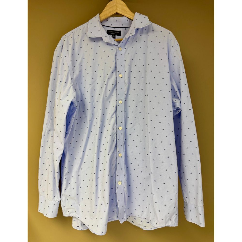 Banana Republic Non-Iron Slim Fit Micro Print Button Down Dress Shirt XL